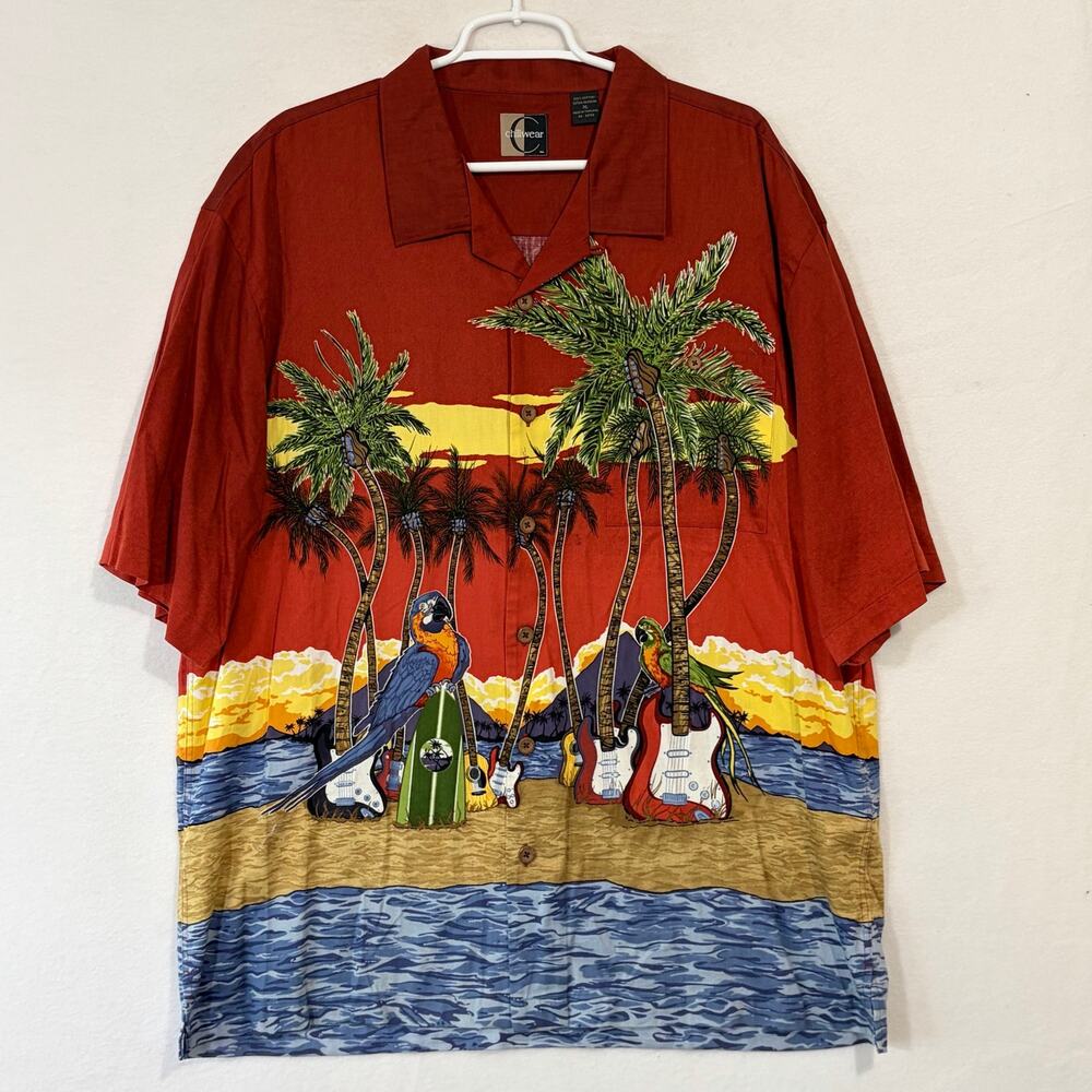 Chiliwear Hawaiian Tropical Beach Vacation Button Down Shirt Mens XL Cotton